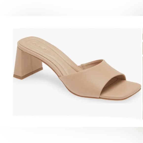 OPEN EDIT Women’s Jaydin Slide Sandal Tan Block Heel Summer Shoes Size 9 NEW - Picture 1 of 11